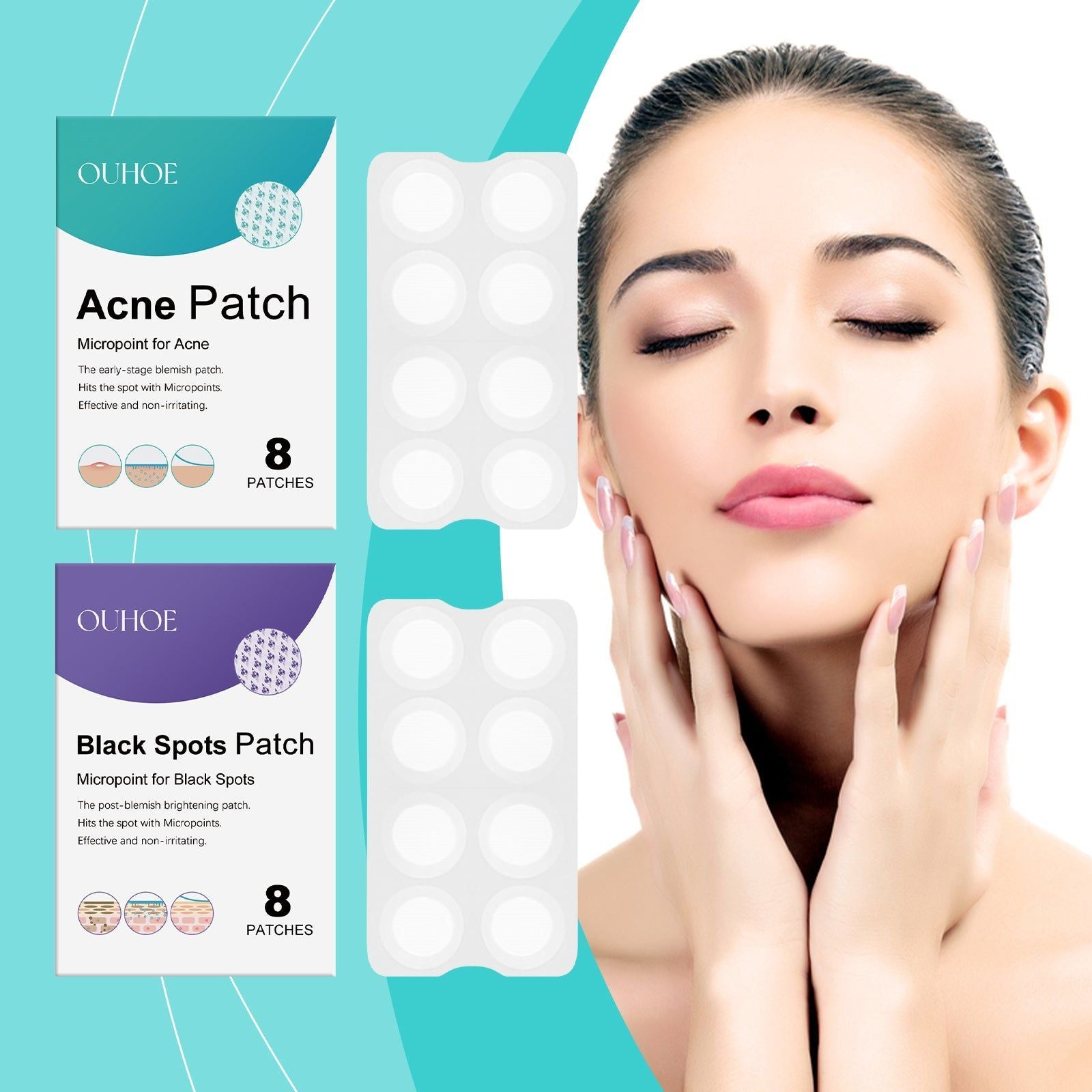 Acne Patch, Clear Skin Fast, Pimple Spot Treatment, Breathable, Portable, Gentle Care ,8 patches