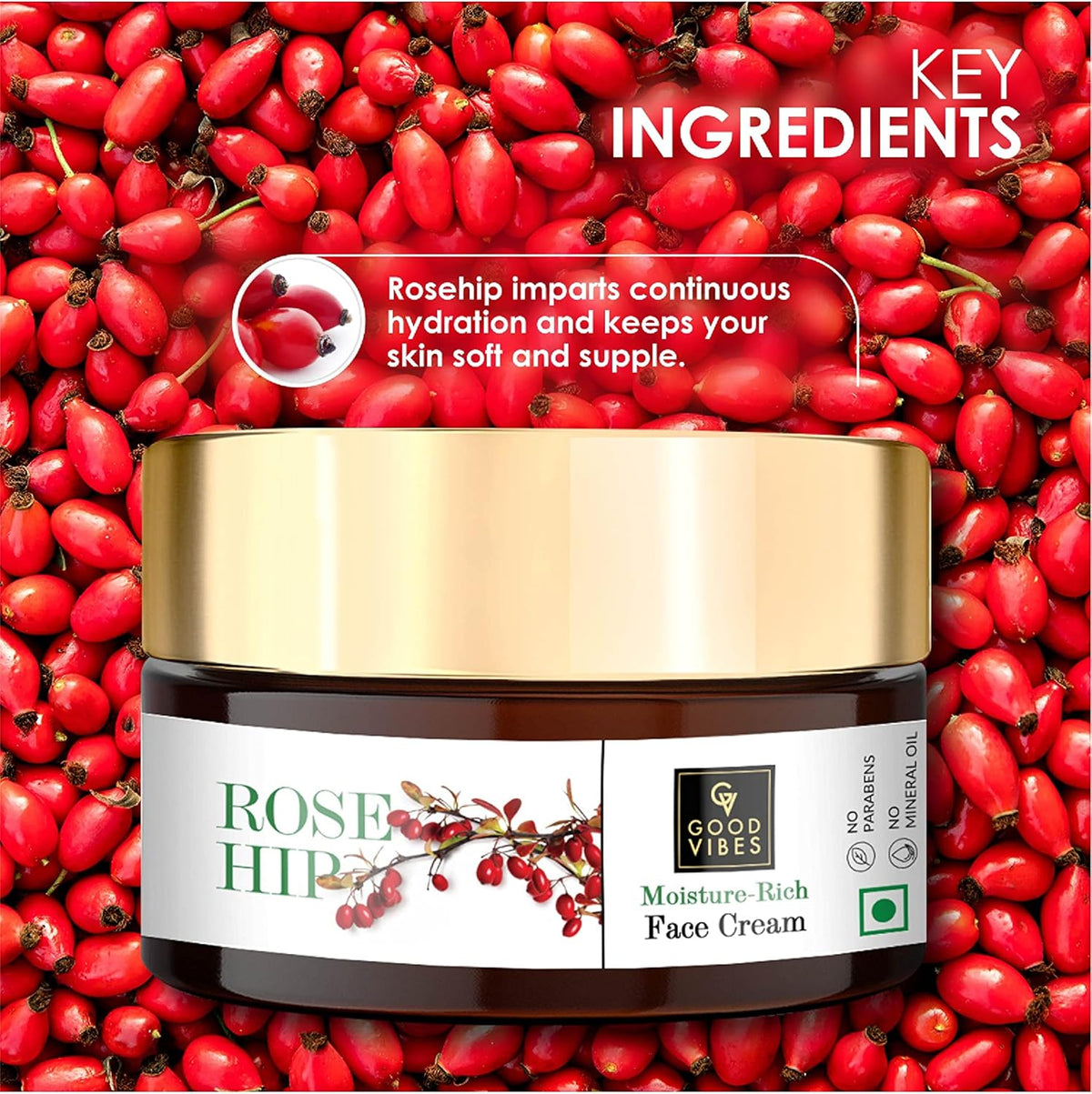 Good Vibes Rosehip Moisture Rich Face Cream 100 g