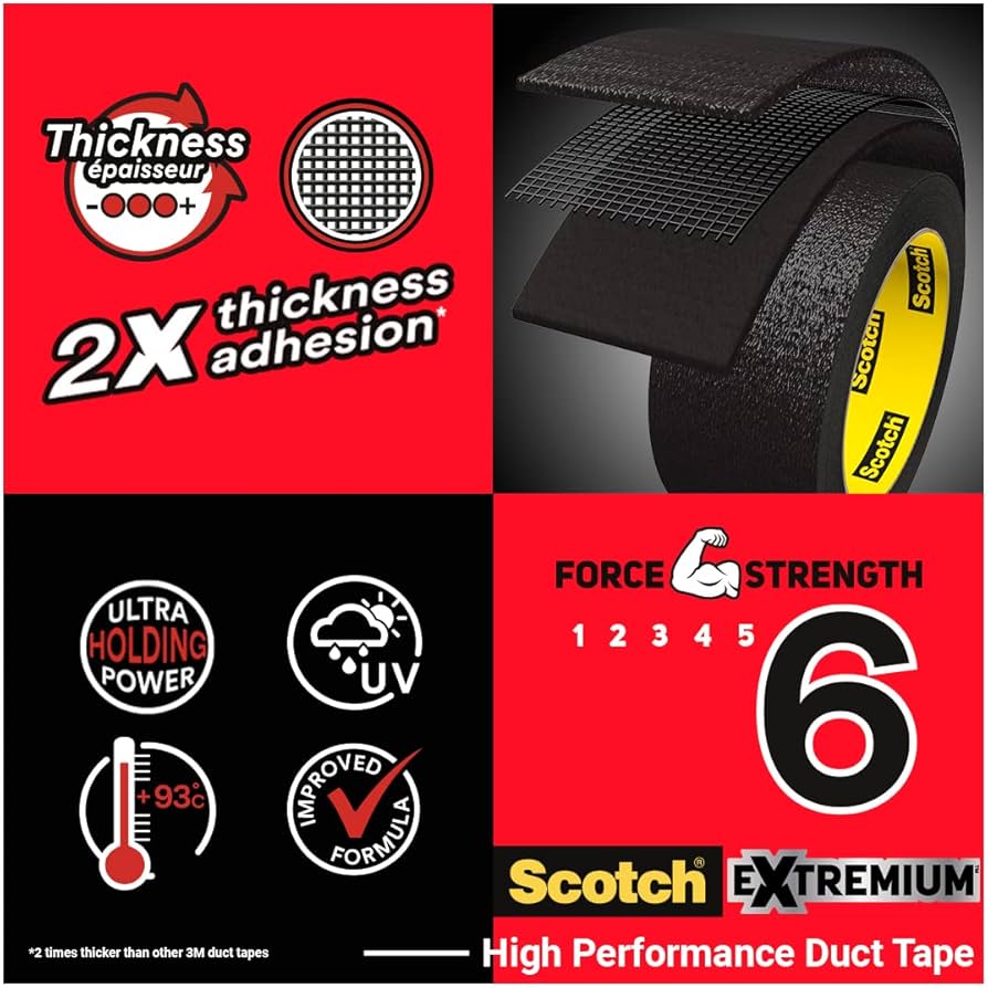 Scotch® Extremium™ Ultra High Performance Duct Tape, 24 mm x 10 m, Heavy-Duty UV & Water-Resistant Repair Tape
