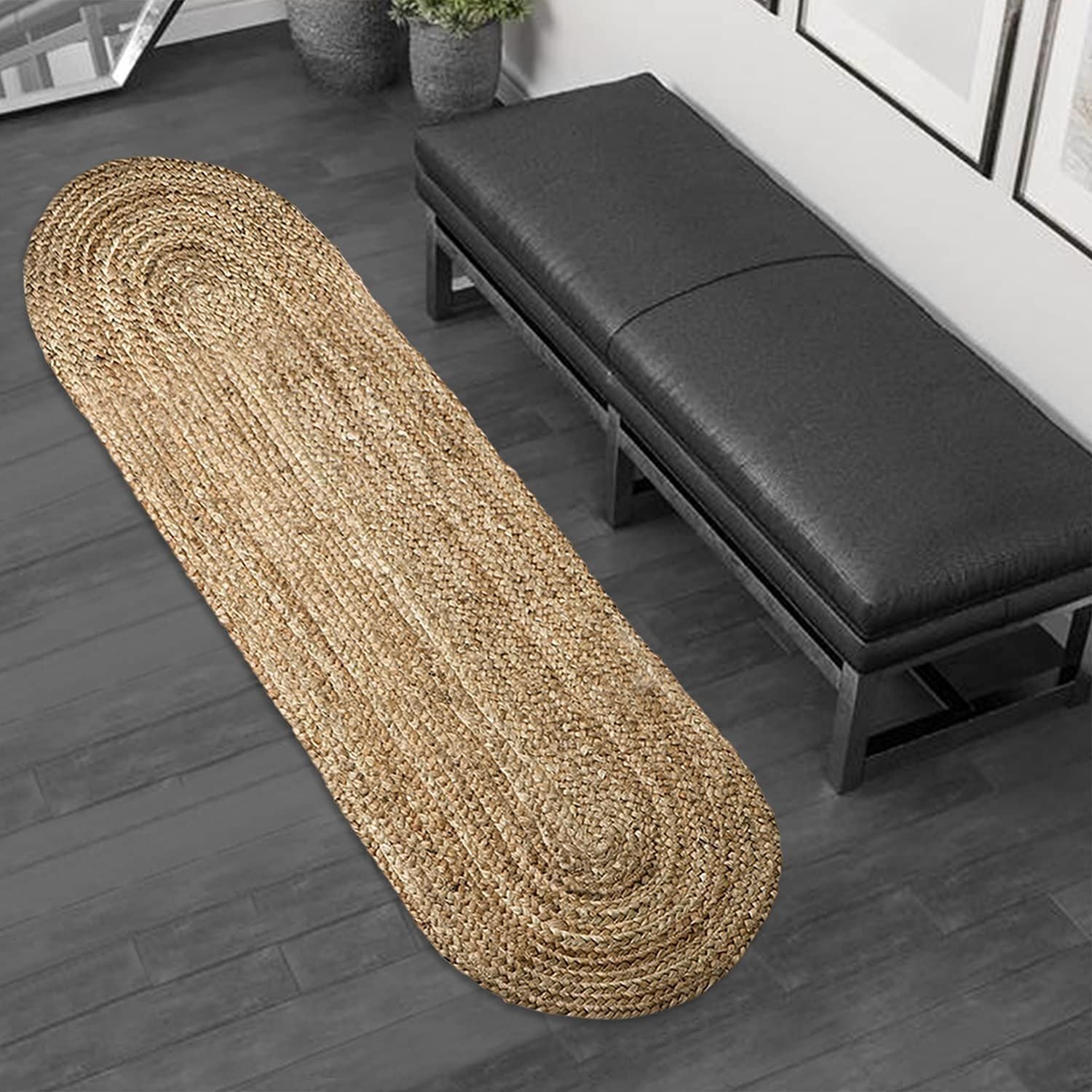 AIESY®  Reversible Beautiful Anti-Slip Handwoven Jute Rug