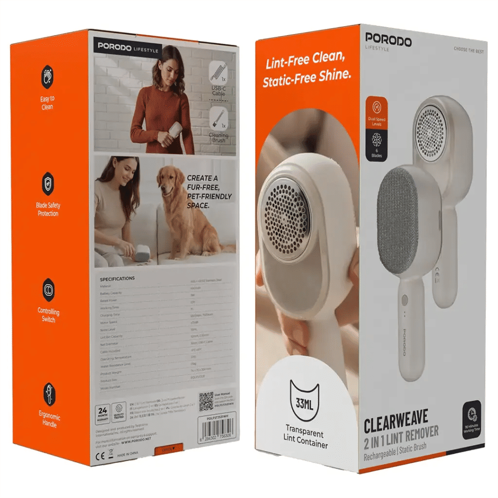 Porodo Lifestyle Clearweave 2-In-1 Lint Remover