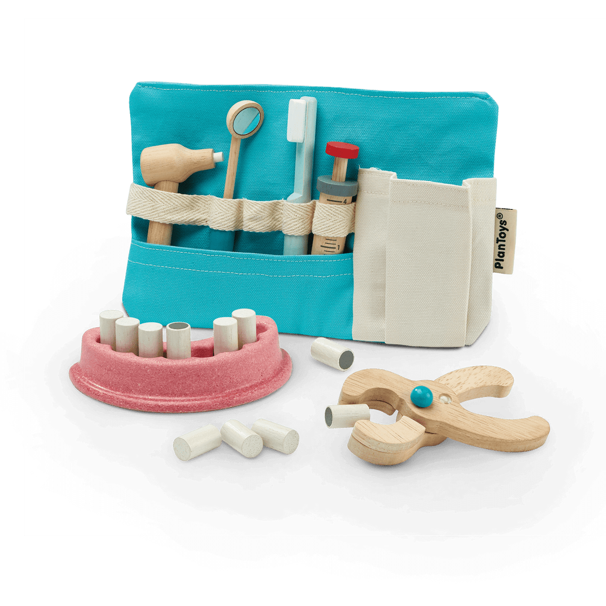PlanToys Dentist Set — Wooden Pretend Play Doctor Toy