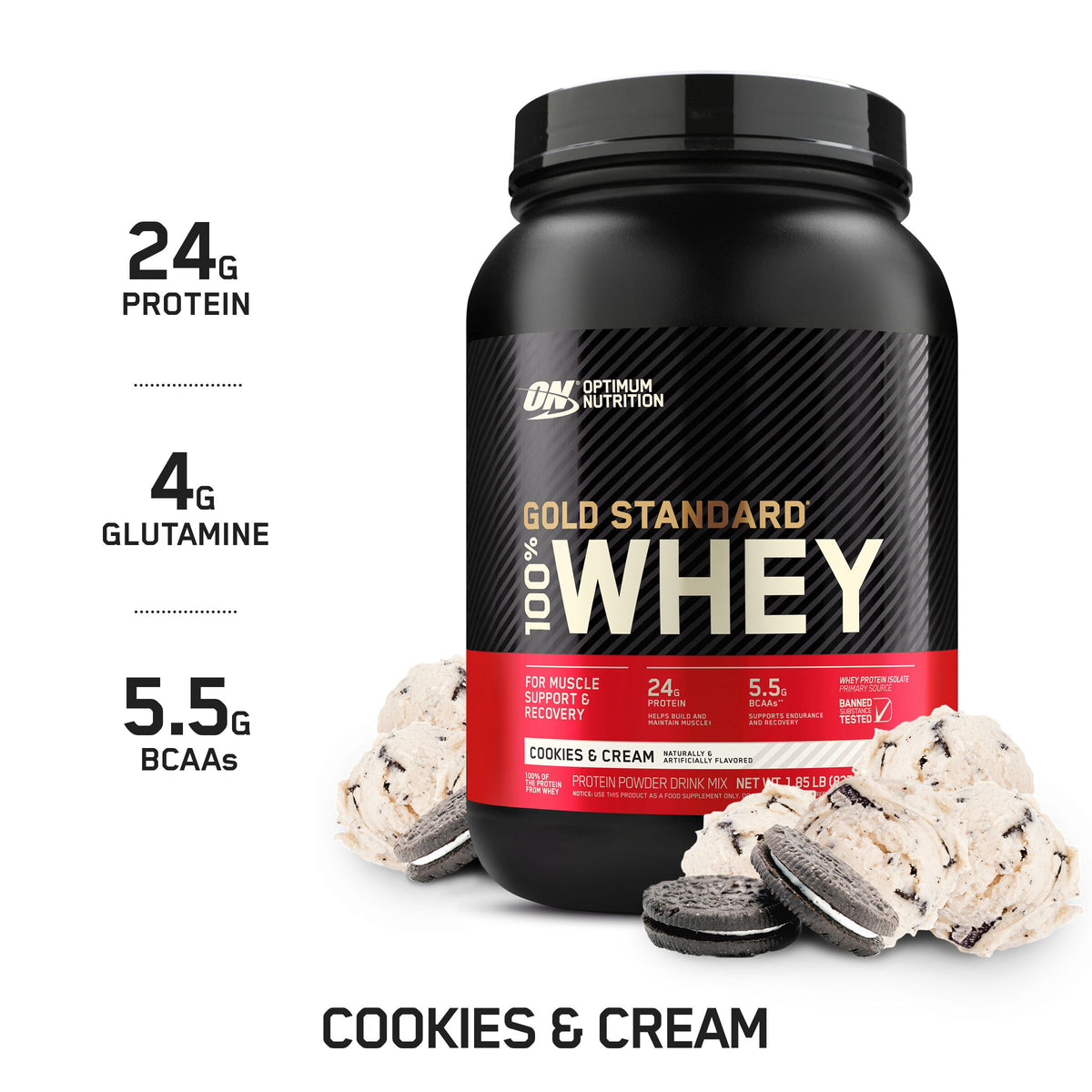 ON 100% Whey  Cookies and Cream  2lbs