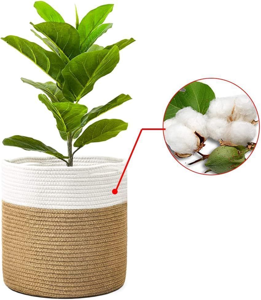 1Pcs Mini Woven Jute Cotton Rope Plant Storage Basket