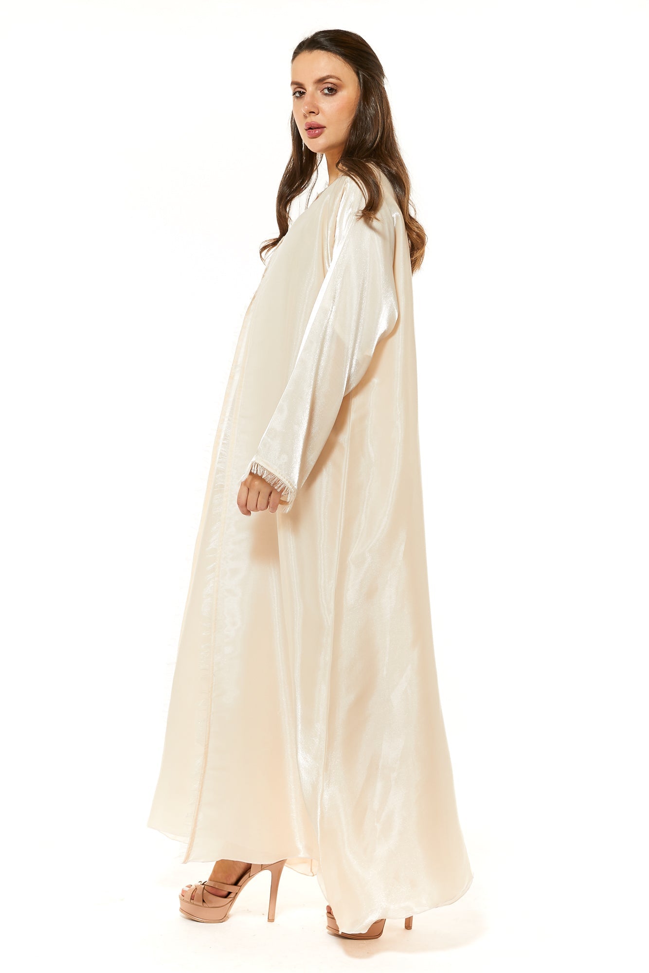 MOiSTREET Beige Organza Abaya Set