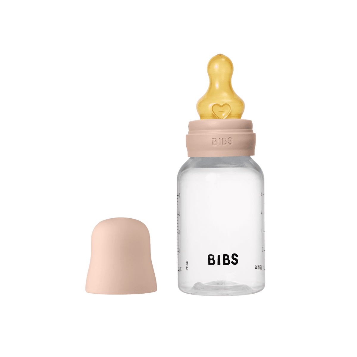 BIBS Baby Bottle with Round Latex Nipple – 150 ml Slow Flow | Blush