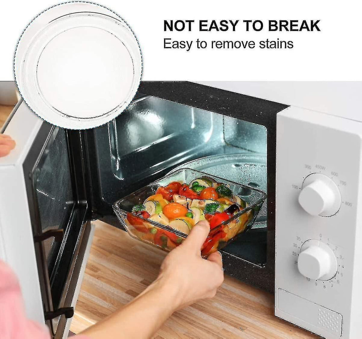 Microwave Oven Glass Plate Microwave Glass Turntable Plate Replacement Flat Base Glass Tray 24.5cm/9.6 Inches (flat Bottom)