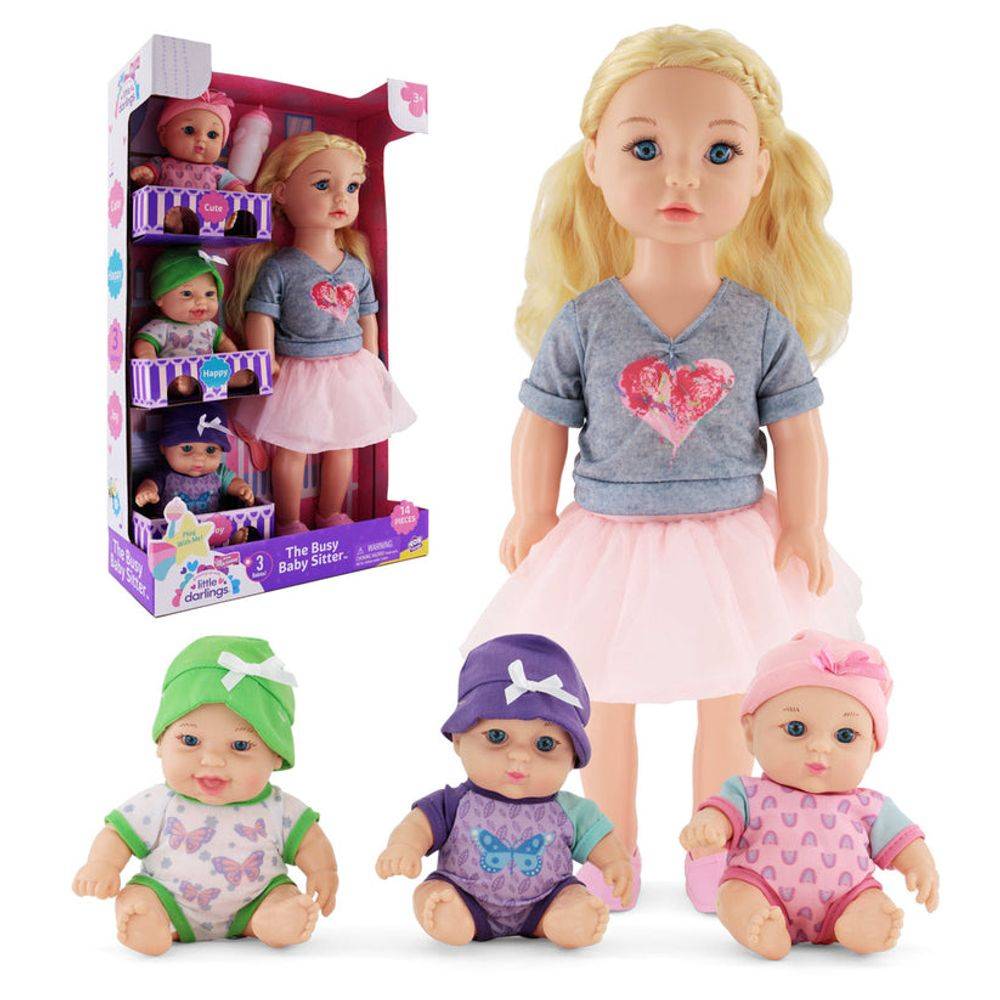 Baby Maziuna Little Darlings The Busy Baby Sitter Doll Playset, 3+ Years