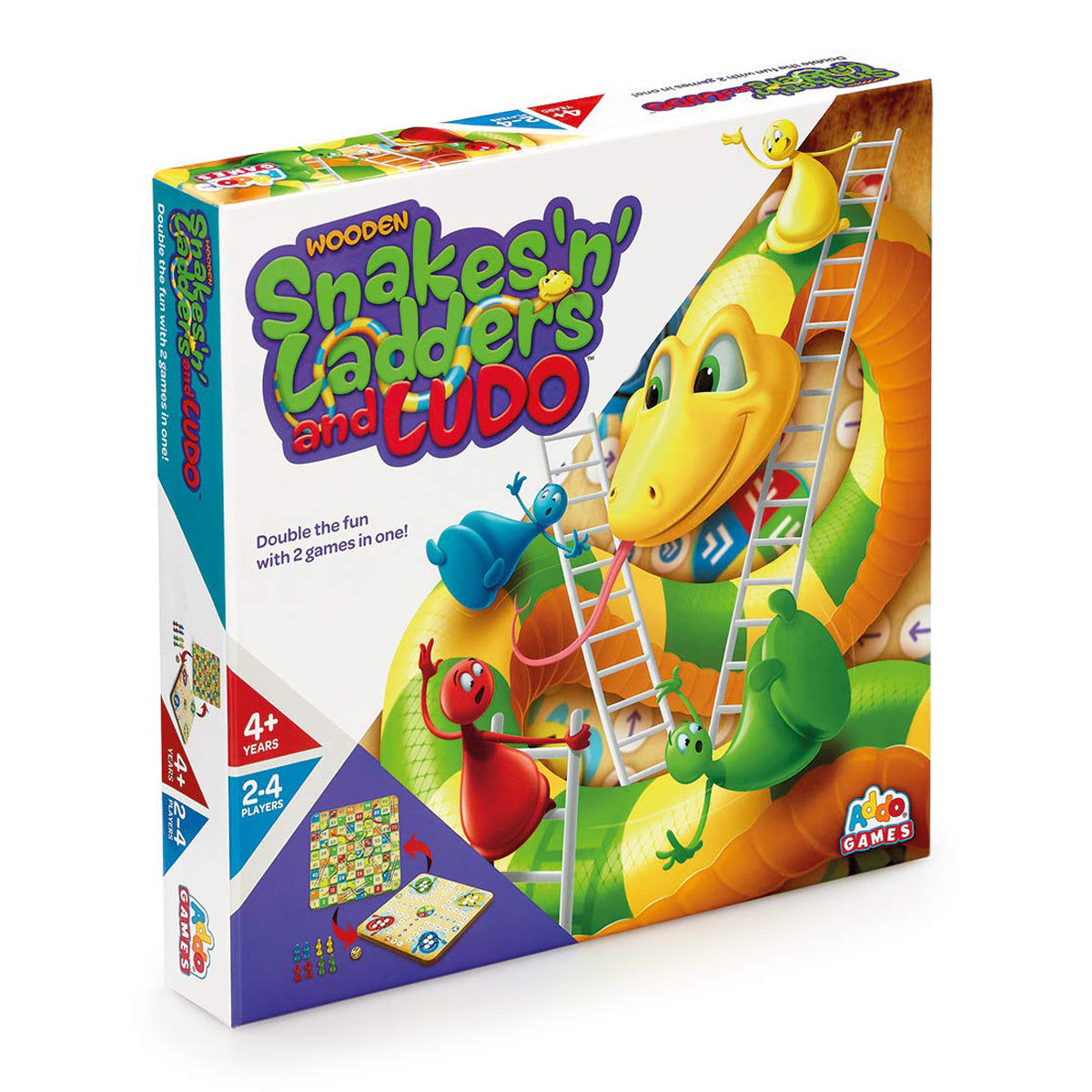 Addo Games Wooden Snakes 'n' Ladders and Ludo