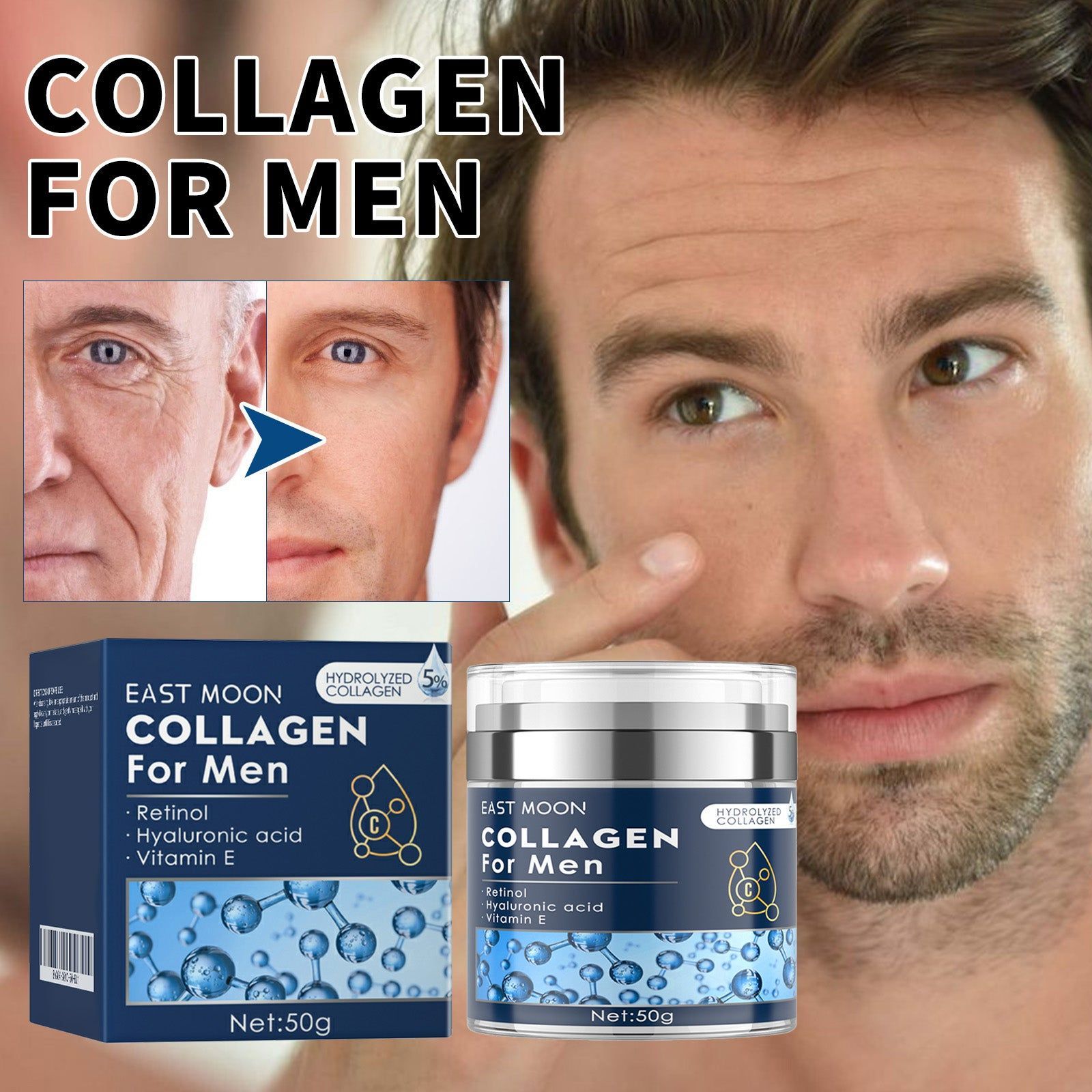 Men's Face Cream, Firming Skin, Anti-Aging, Moisturizer, Hydrating, Rejuvenating, Fine Lines, Skin Repair ,50g