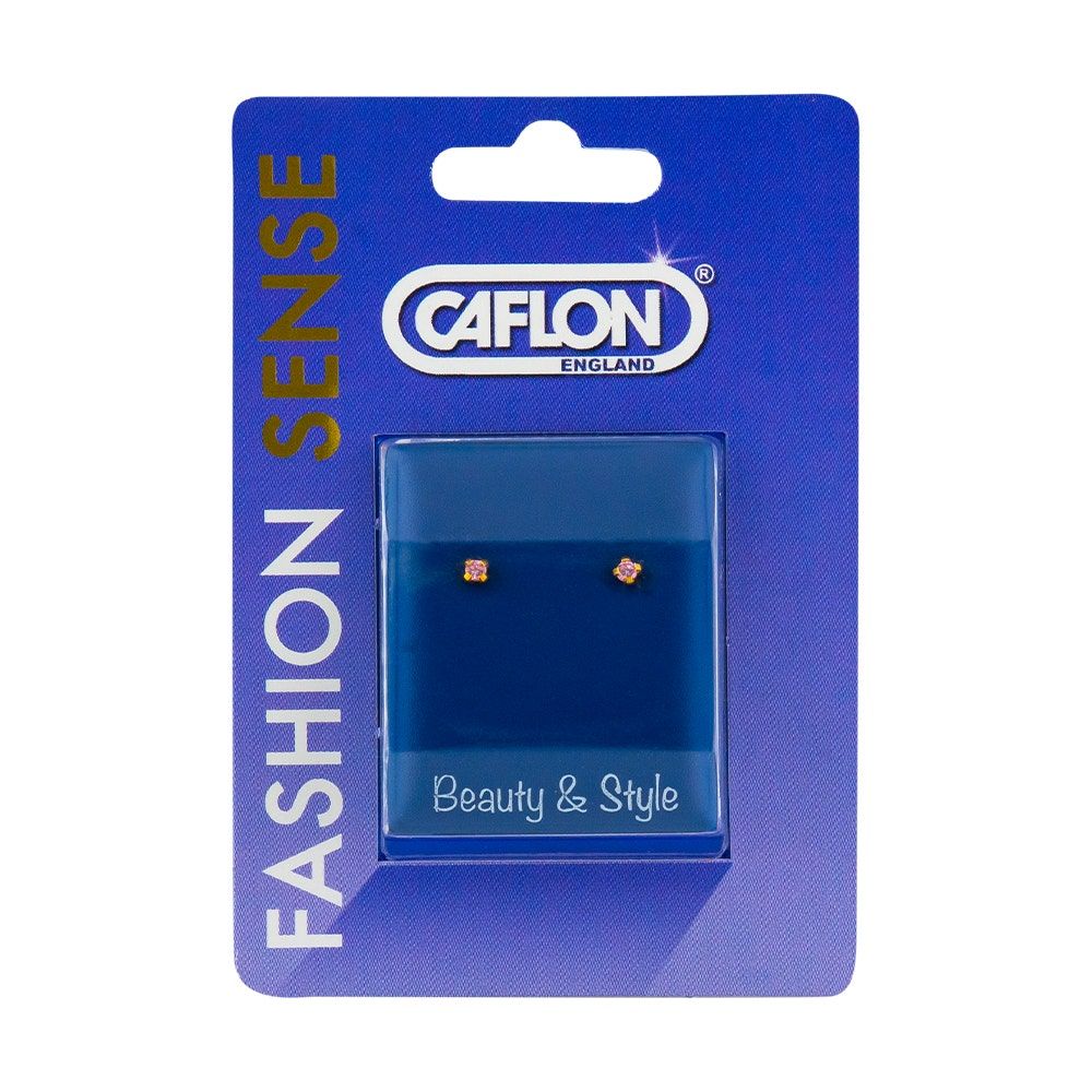 Caflon Fashion Sense Gold Plated, Pink Cubic Zirconia EarrCaflon Fashion Sense Gold Plated, Pink Cubic Zirconia Earring, 2mm