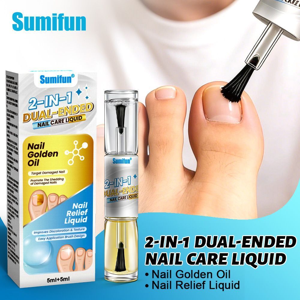 Sumifun 2-In-1 Dual-Ended Nail Care Liquid, Natural Herbal Nail Repair Oil for Discolored Damaged Nails