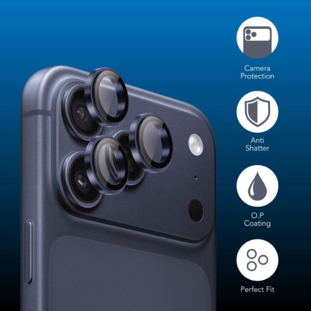 Blupebble Graphene Rock Series Camera Lens Protector for iPhone 17 Series, Blue