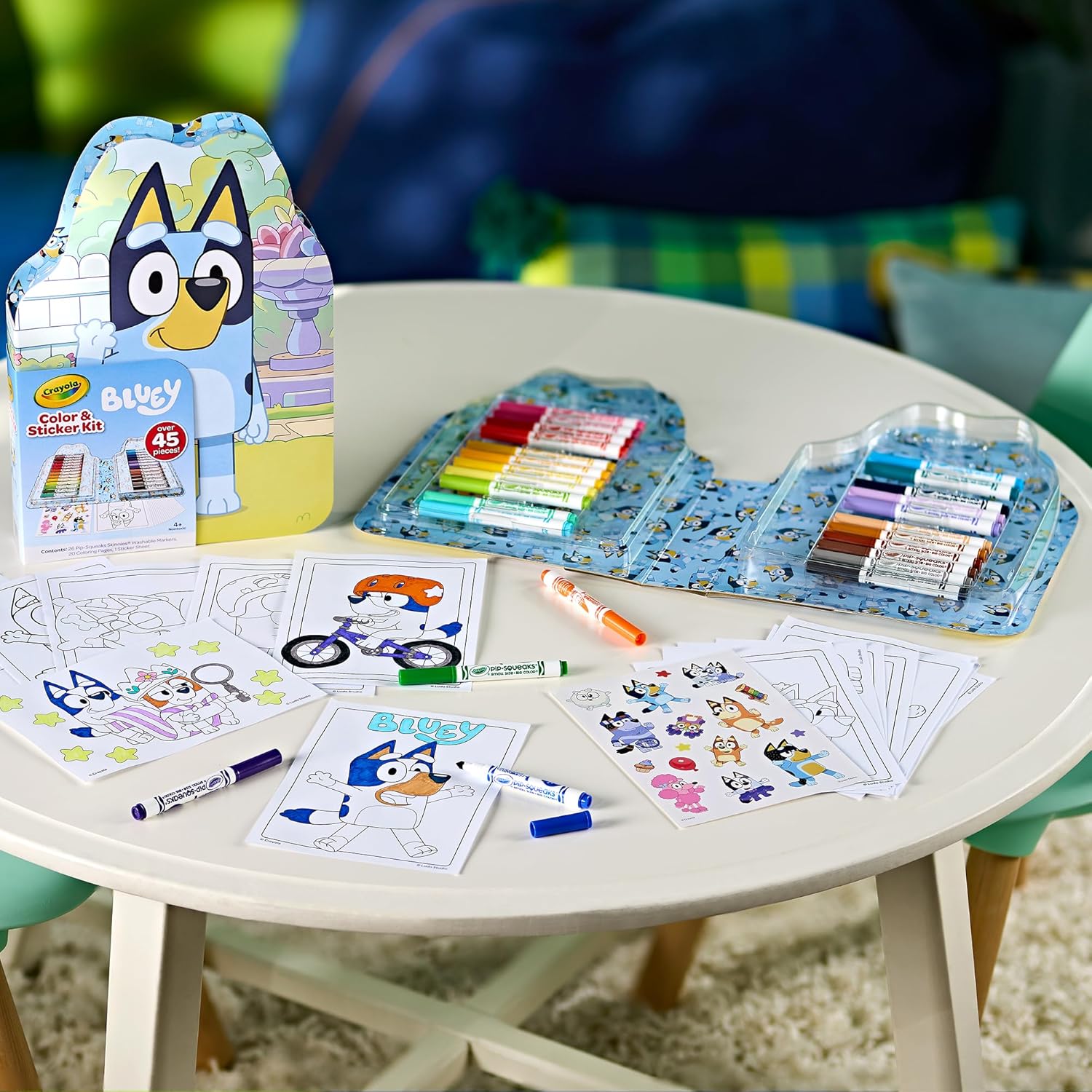 Crayola Bluey Colour & Sticker Kit, 45+ Pieces, Set Of Felt Tip Pens, Colouring Pens, Stickers