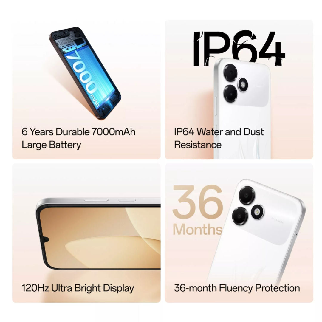 Oppo A6c 4G 6.75" HD Display Smartphone, 4GB RAM, 128GB Storage, Stone Brown