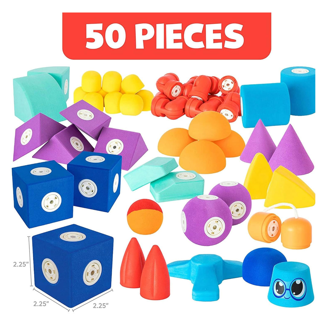Blockaroo Magnetic Foam Builders Set (50 Pieces), 1+ years