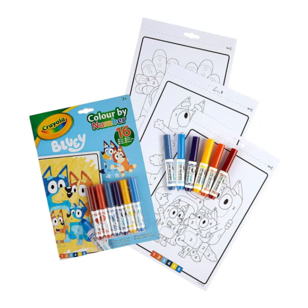 Crayola Bluey, Colour By Number Activity Pad Set,16 Pages, Paperback