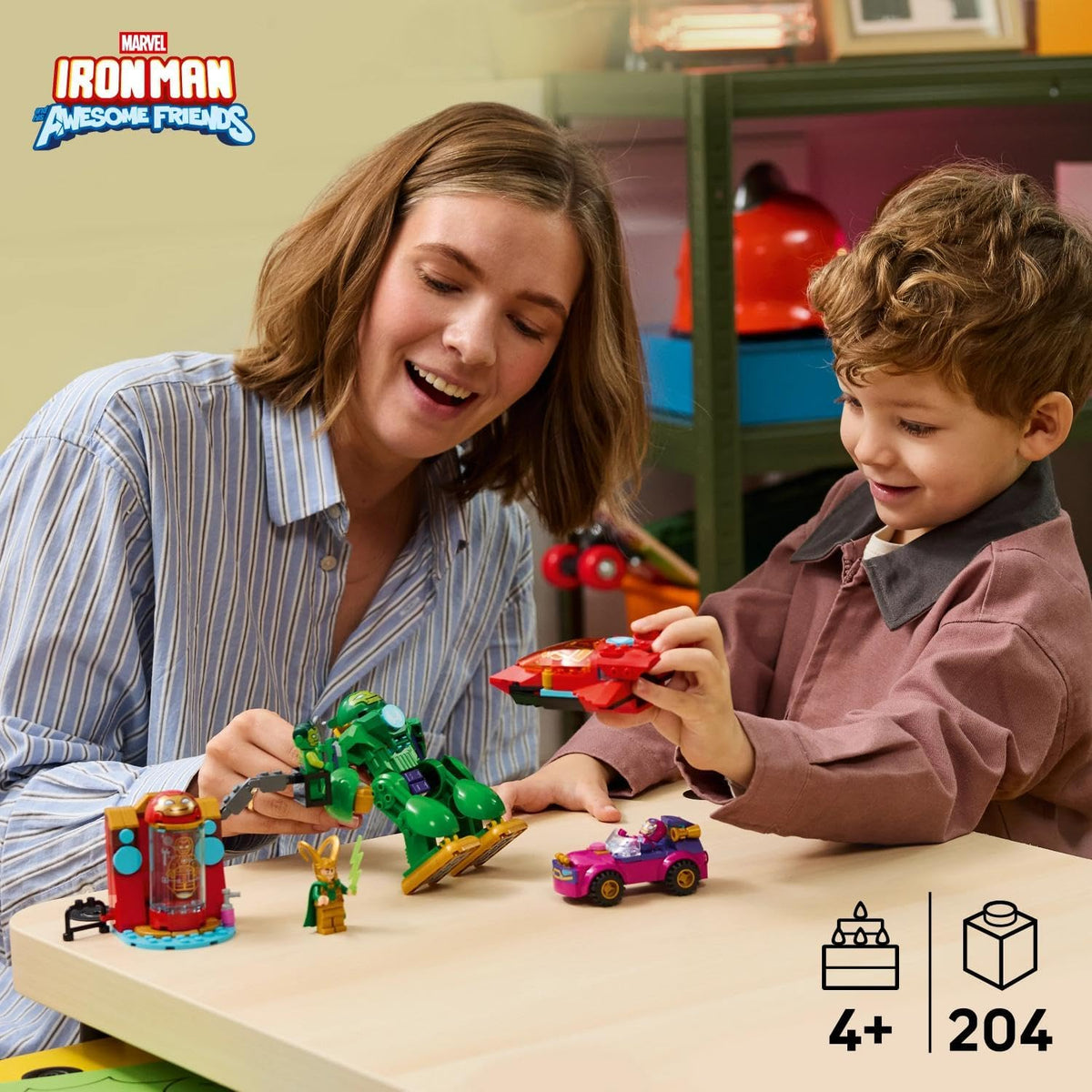 LEGO Marvel Iron Man and His Friends, Loki vs Team Iron Man Building Set, For Age 4+ Years