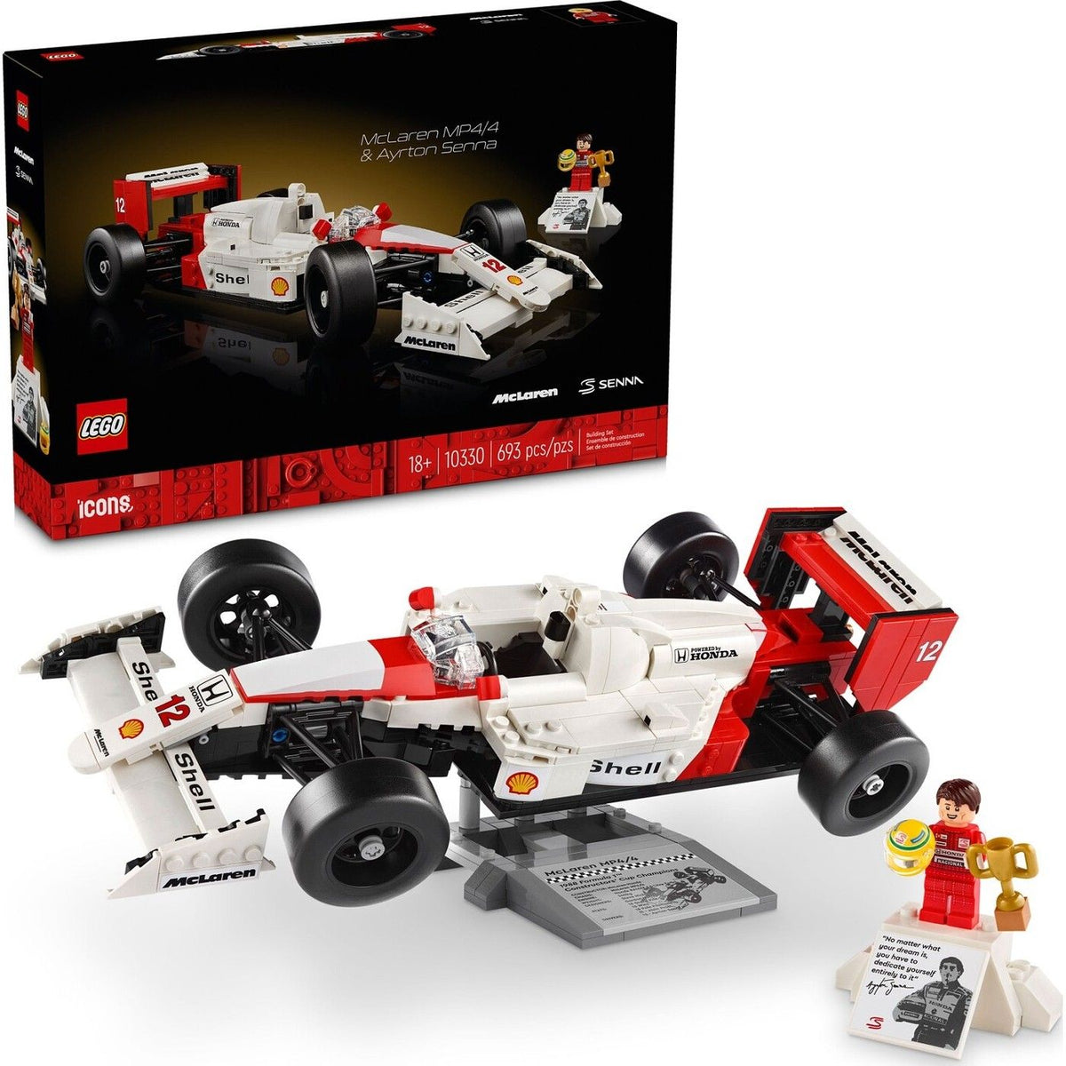 LEGO Icons McLaren MP4/4 & Ayrton Senna Building Set, Age 18+ Years