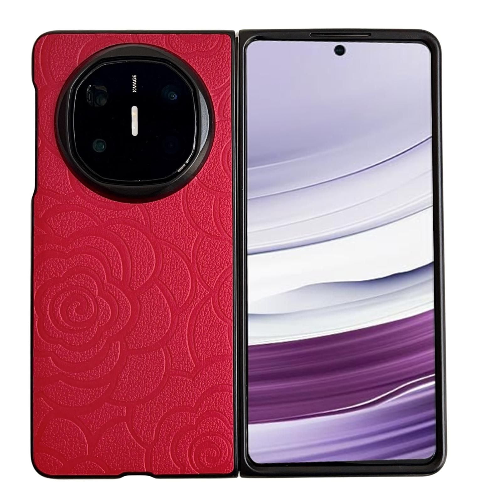 Camellia Pattern PU Case For Huawei Mate X5