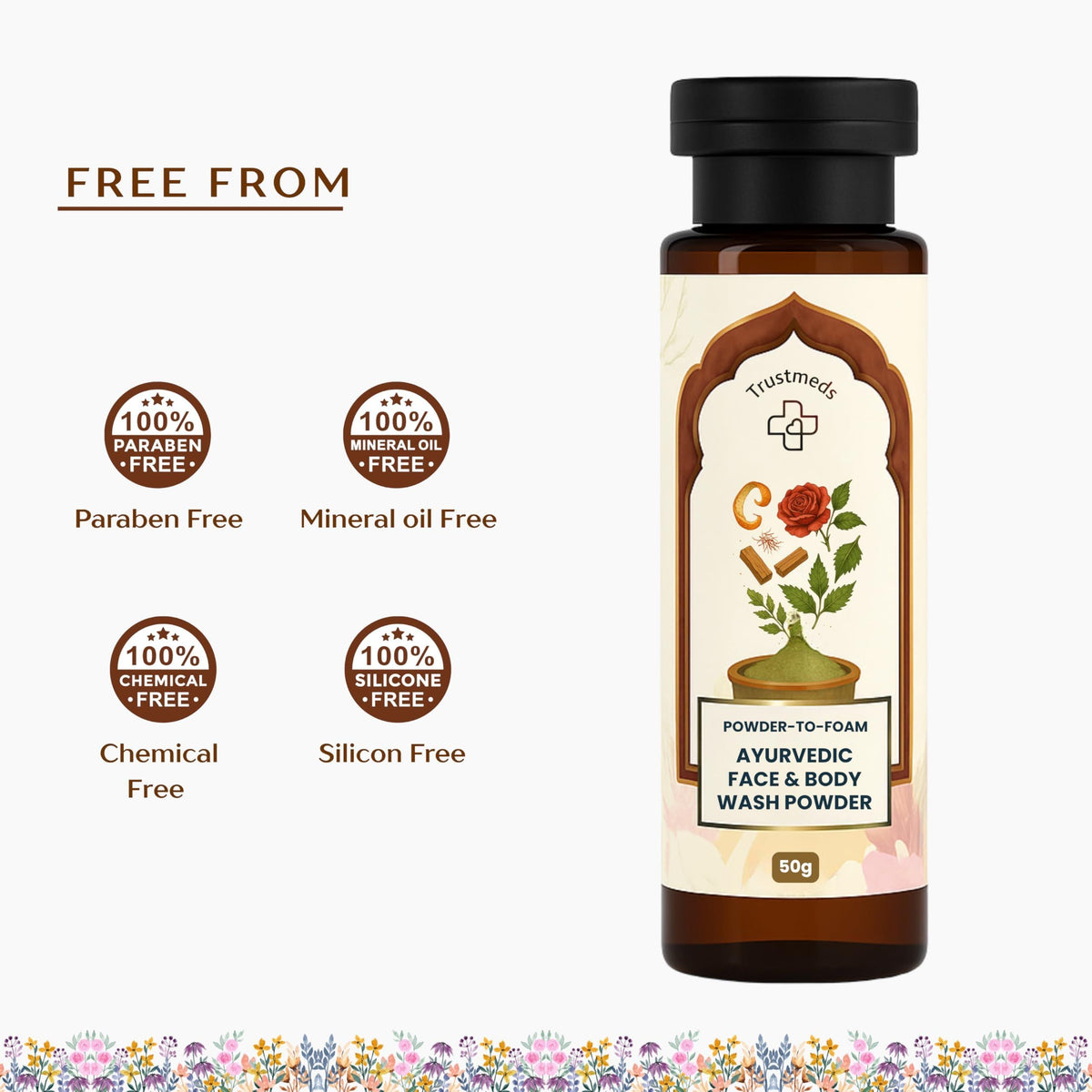 Trustmeds Ayurvedic Face Wash Powder & Vitamin C Face Gel Combo