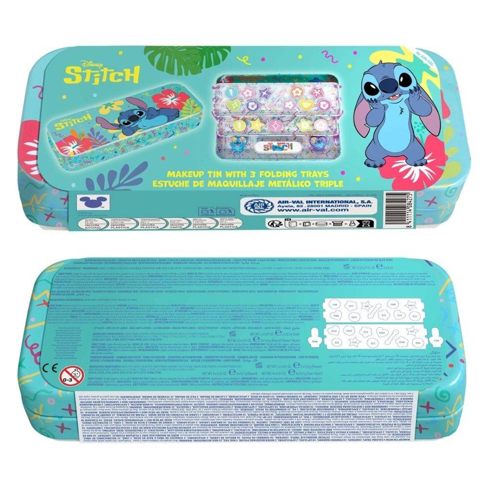 Air-Val Disney Lilo & Stitch Stitch Makeup Tin With 3 Folding Trays, Blue, 8Years
