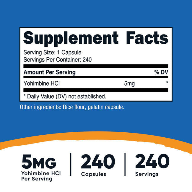 Nutricost Extra Strength Yohimbine HCl (5mg) - 120 Capsules
