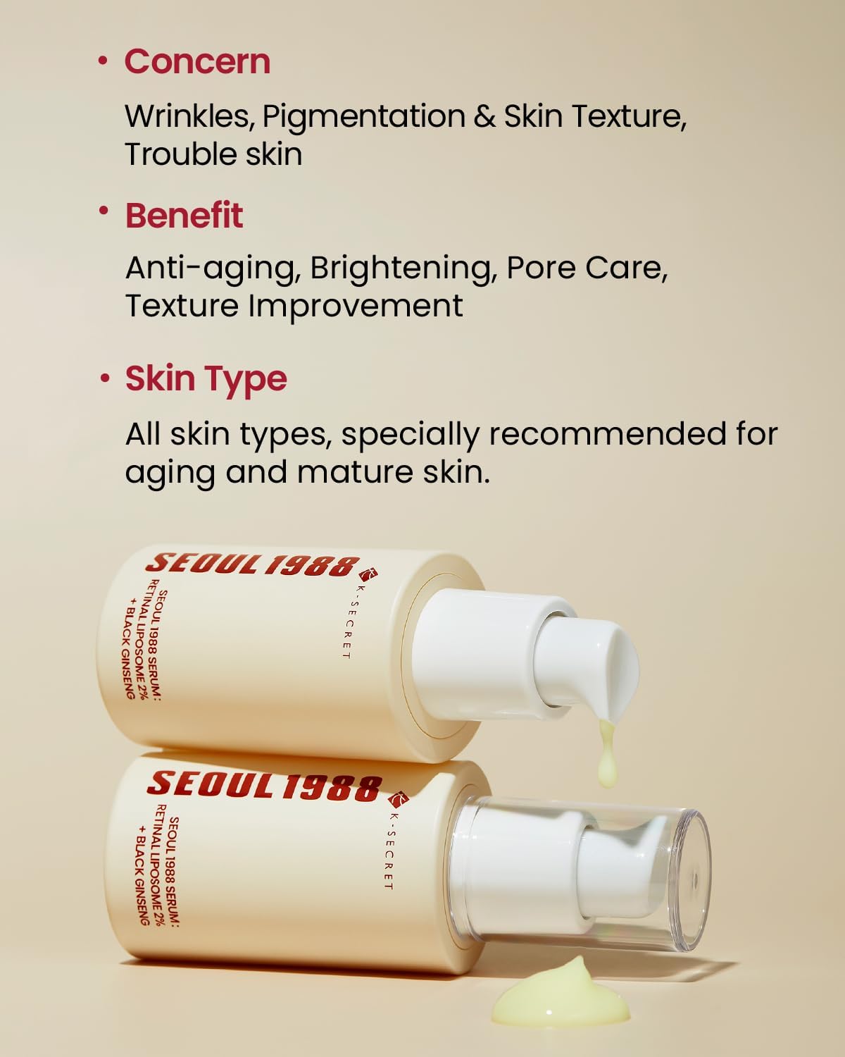 K-SECRET SEOUL 1988 Serum : Retinal Liposome 2% + Black Ginseng 30ml