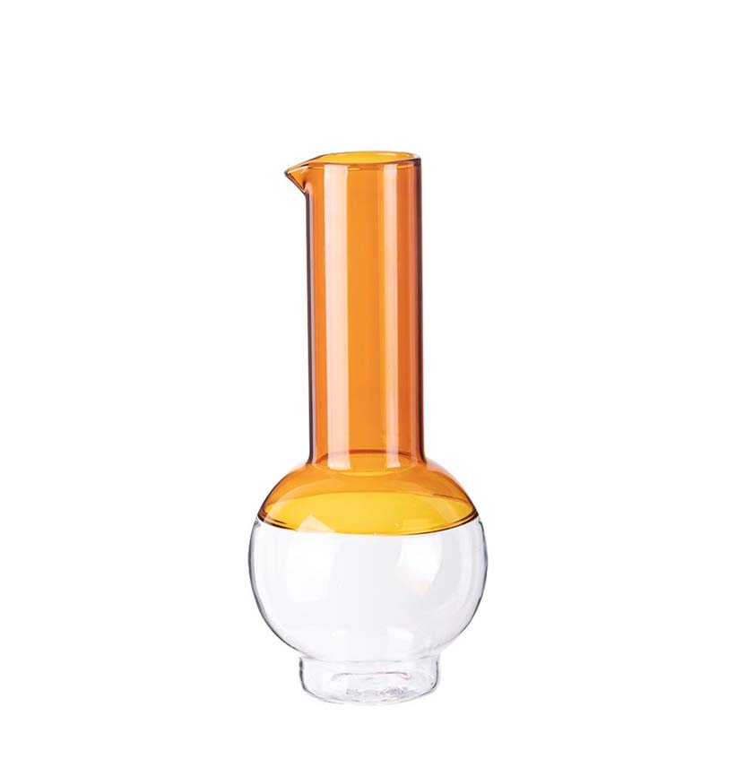 Modern Two-Tone Glass Carafe - Laboratory-Chic Amber & Clear Flask