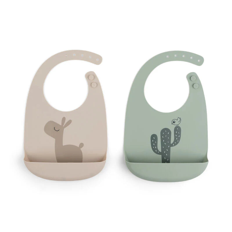 Done By Deer Silicone Bib 2-Pack Lalee Sand/Green