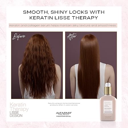 Alfaparf Milano Keratin Therapy Lisse Design Keratin Serum - Maintains and Enhances Salon Keratin Hair Treatments - Adds Shine, Protects, Smooths, Tames, and Defines - 4.23 Fl. Oz.