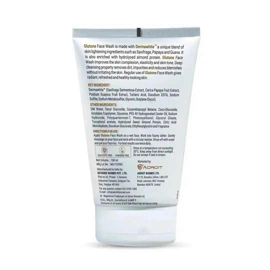 Glutone Face Wash DermaWhite + Hydrolyzed Almond Protein 100 ml