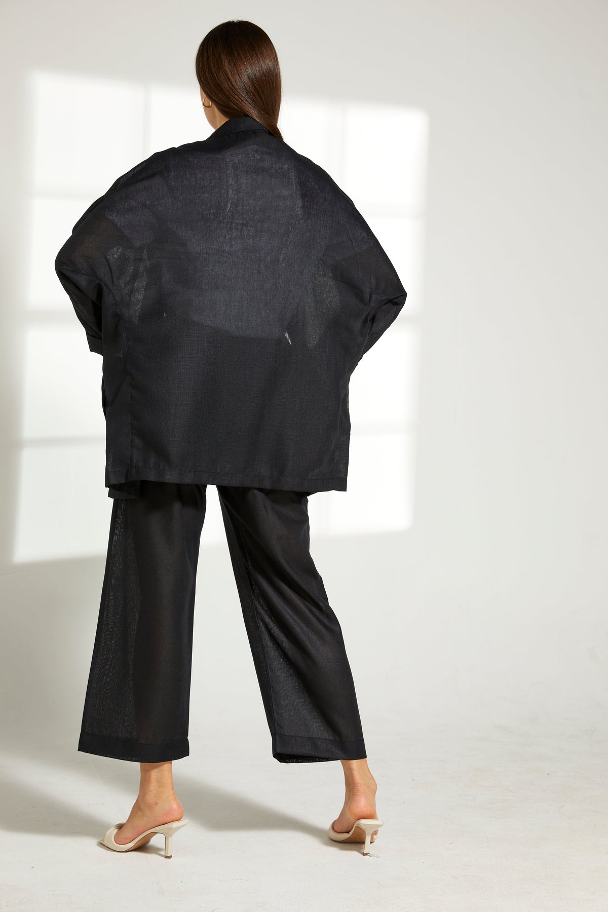 MOiSTREET Black Linen Top and Pants Set