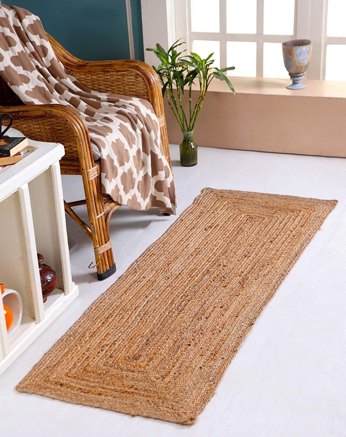 AIESY®  Beautiful Anti-Slip Handwoven Jute Reversible Rug