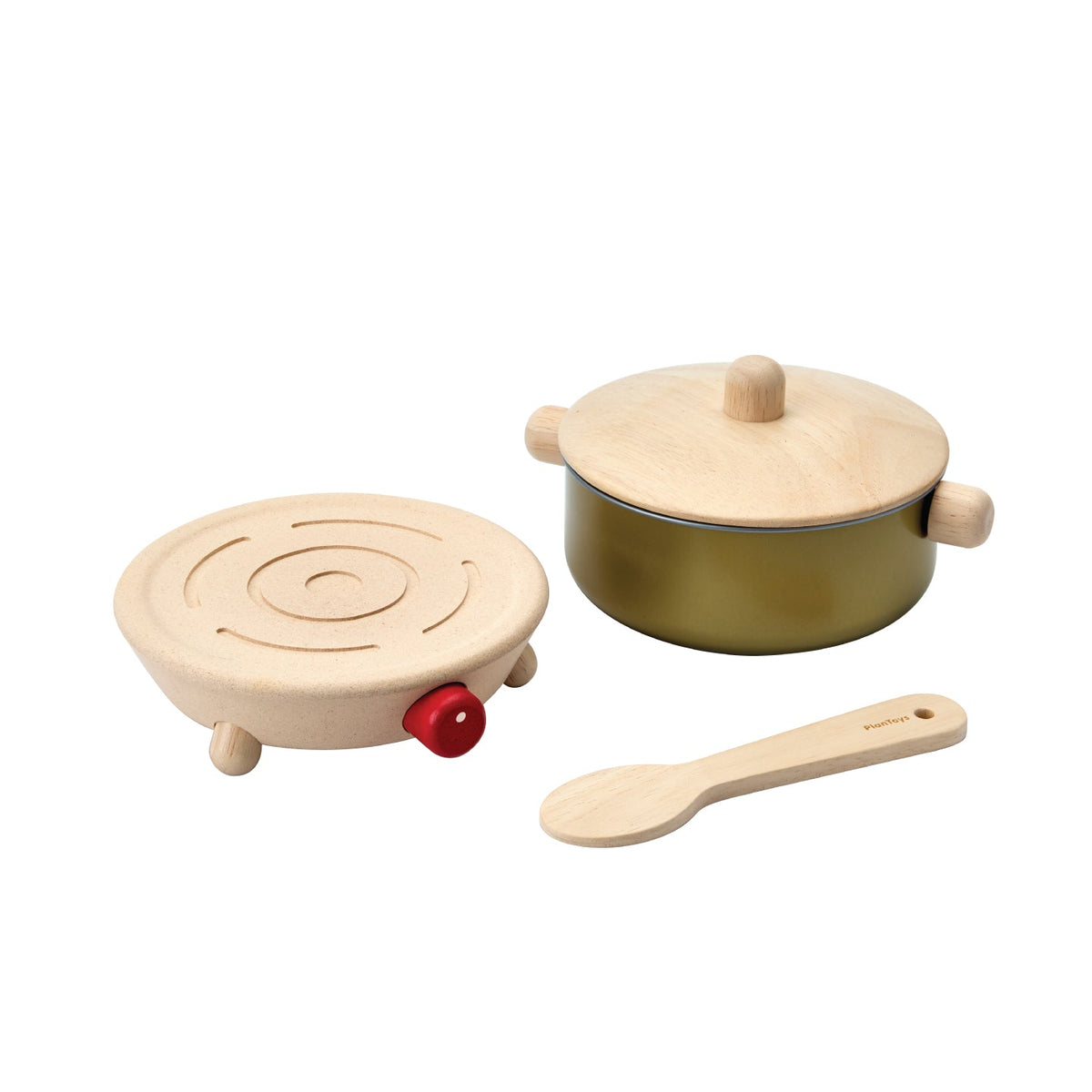 PlanToys Cookery Set — Wooden Pretend Play Kitchen Toy
