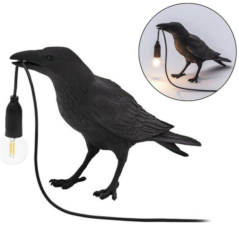 Bird Lamp Resin Crow LED Light Bedroom Wall Sconce Lamp Table Living Room Art Decoration
