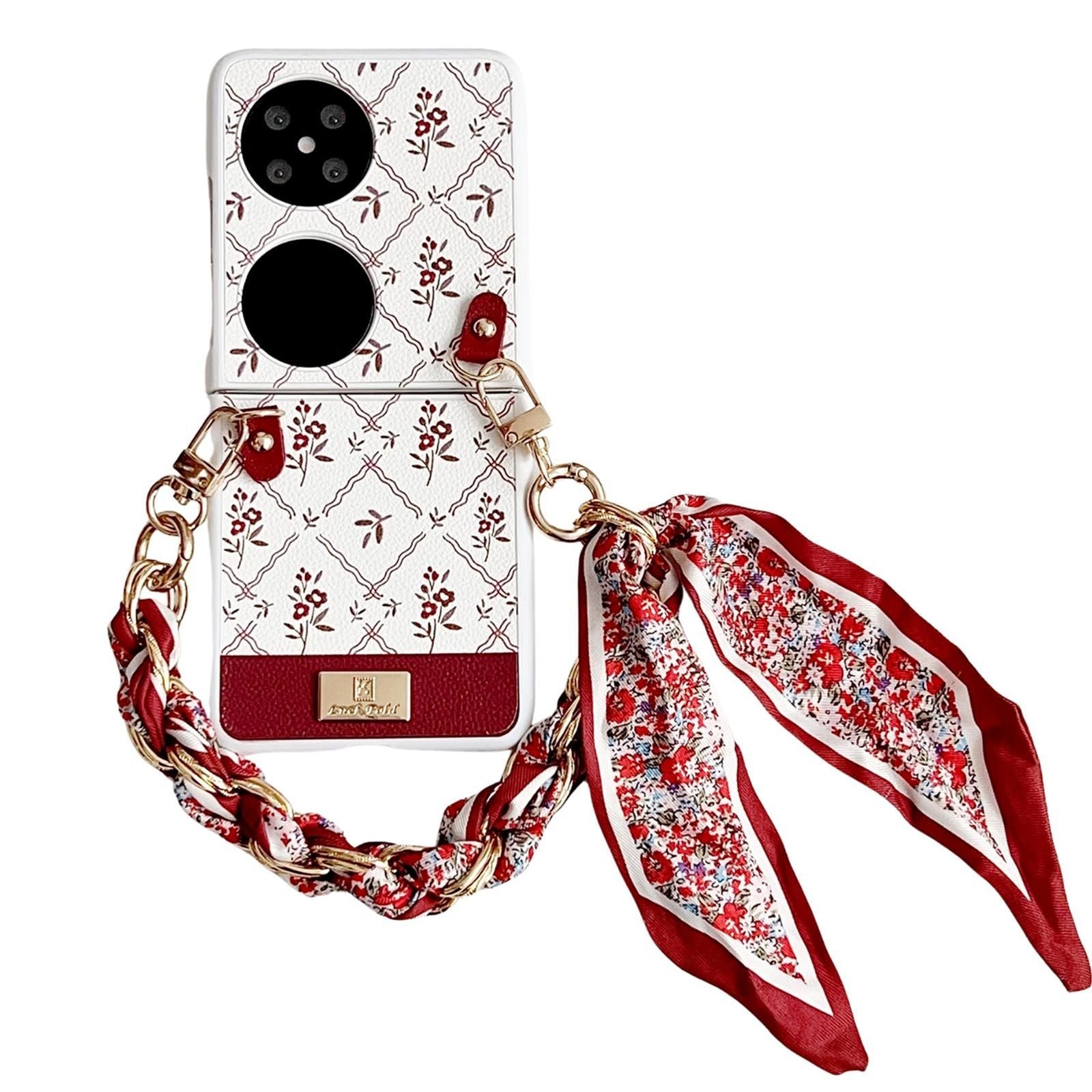 Luck Flower Pattern Strap Case For Huawei Pocket 2