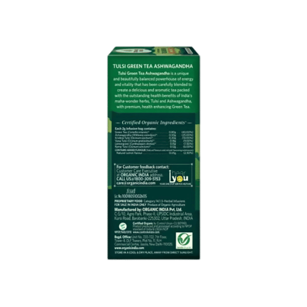 ORGANIC INDIA Tulsi Green Tea Ashwagandha 25 Tea Bags