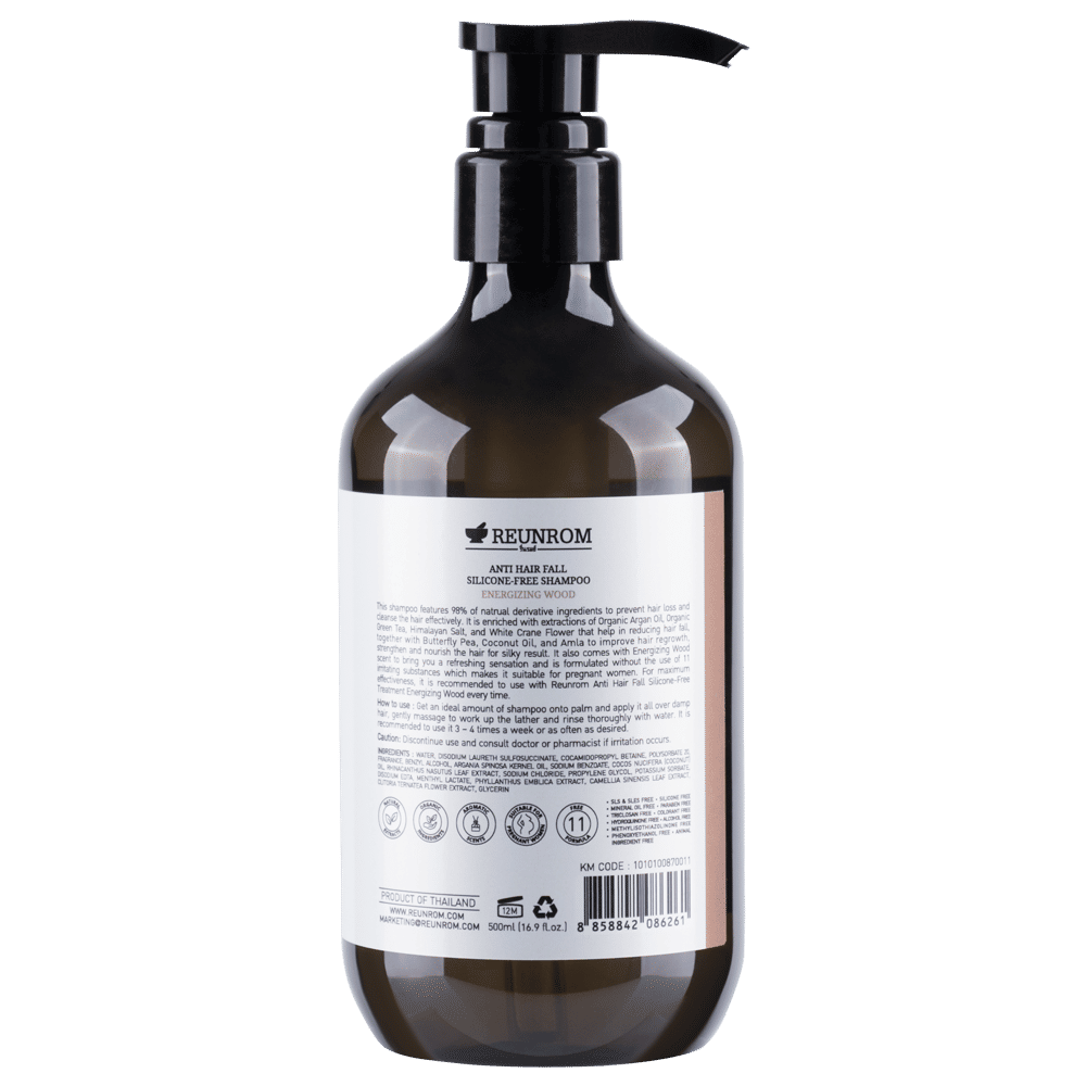 Anti Hair Fall Silicone-Free Shampoo 500ml Reunrom Energizing Wood