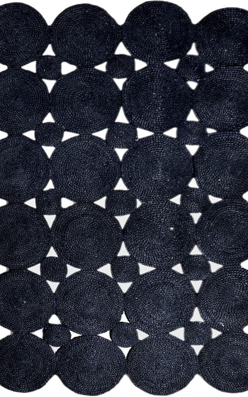 Handmade Braided Black Tikki Design Handmade Jute Area Rug,Floor Carpet Rug