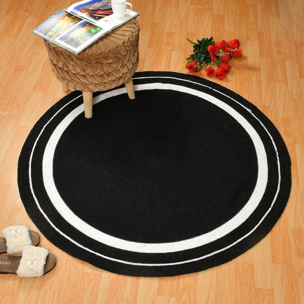 AIESY®  Handwoven Jute Flower All Over Natural Rug