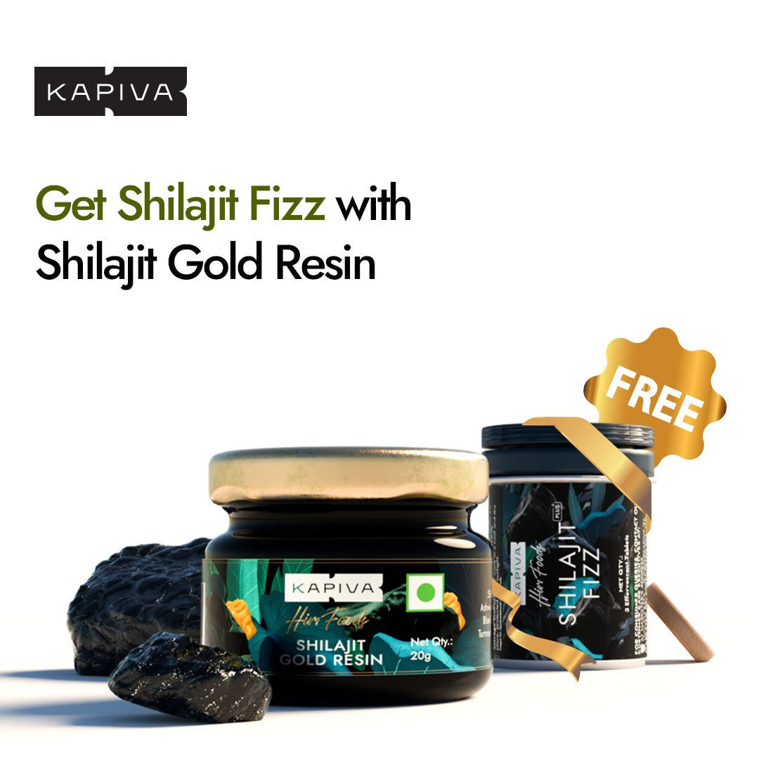 Kapiva Shilajit Gold Resin 20 grams and Get Kapiva Shilajit Fizz Effervescent tablets 3 FREE