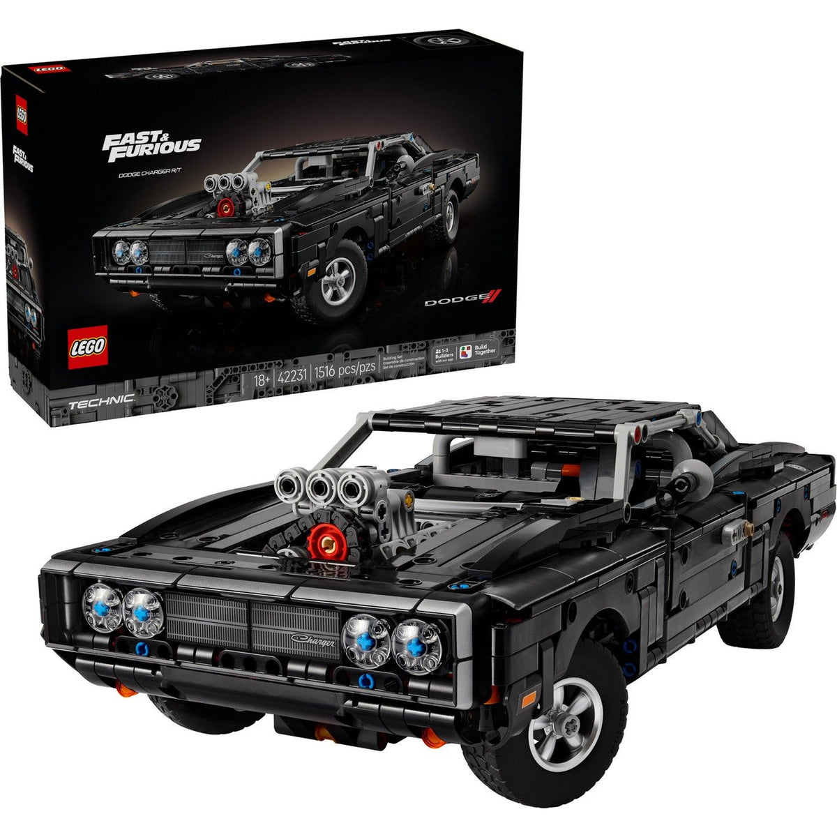 LEGO Technic Fast & Furious Dodge Charger R/T Building Set, 1516 Pieces, For Age 18+ Years