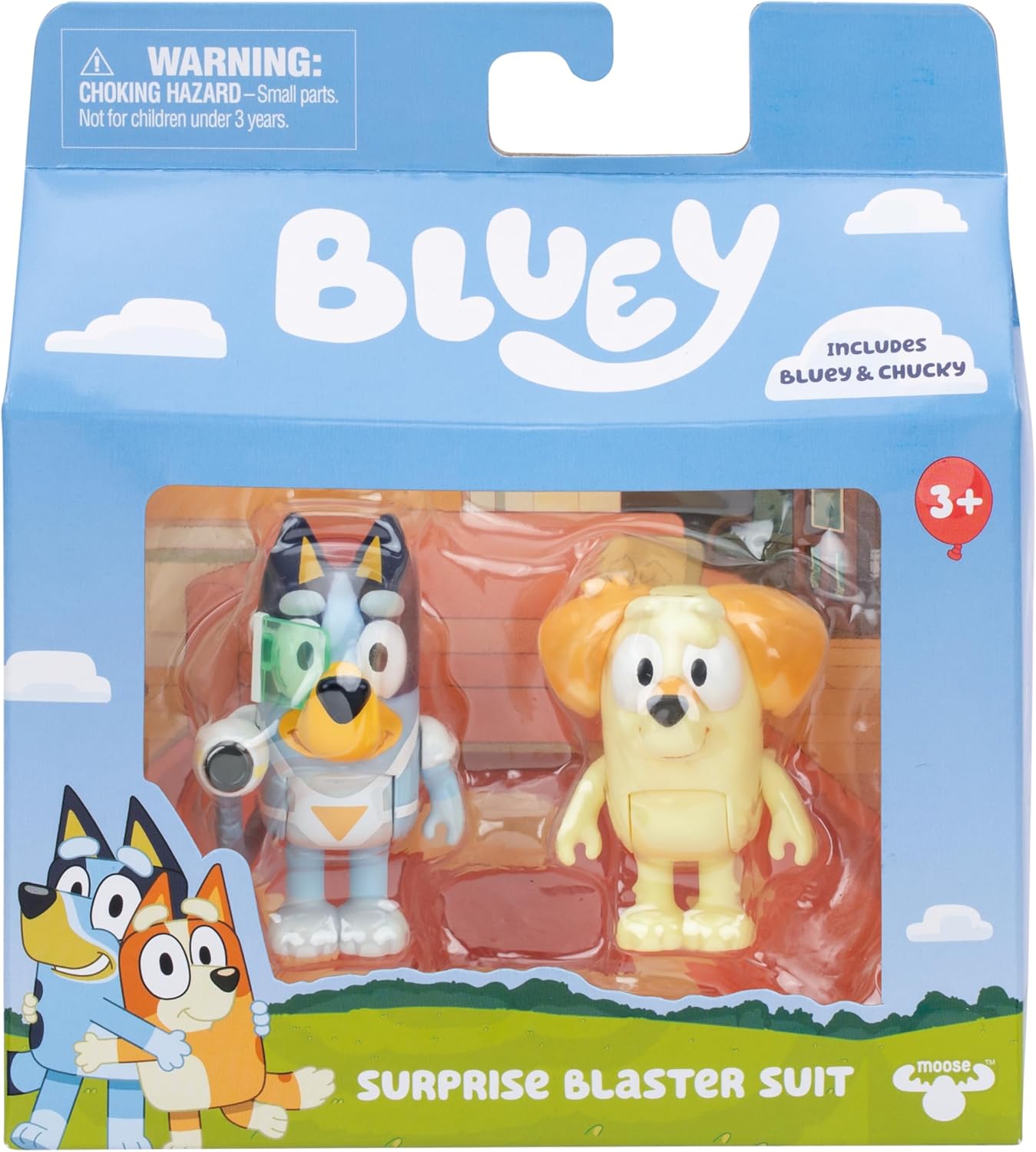 Bluey and Neighbor Chucky Surprise Blaster Suit Pack Figures (6.35cm), 3+ years
