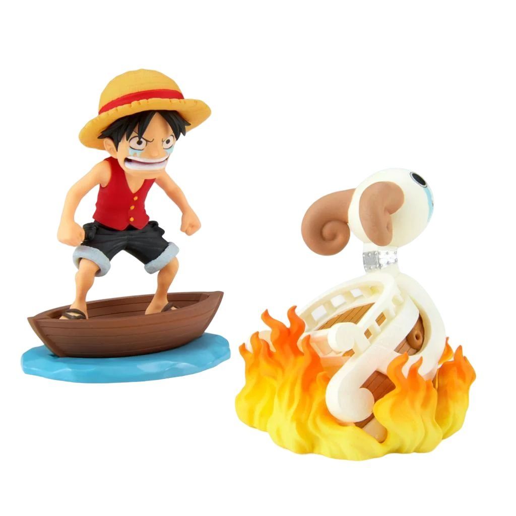 Banpresto World Collectable Log Stories One Piece Monkey D. Luffy & Going Merry Figure, 8cm