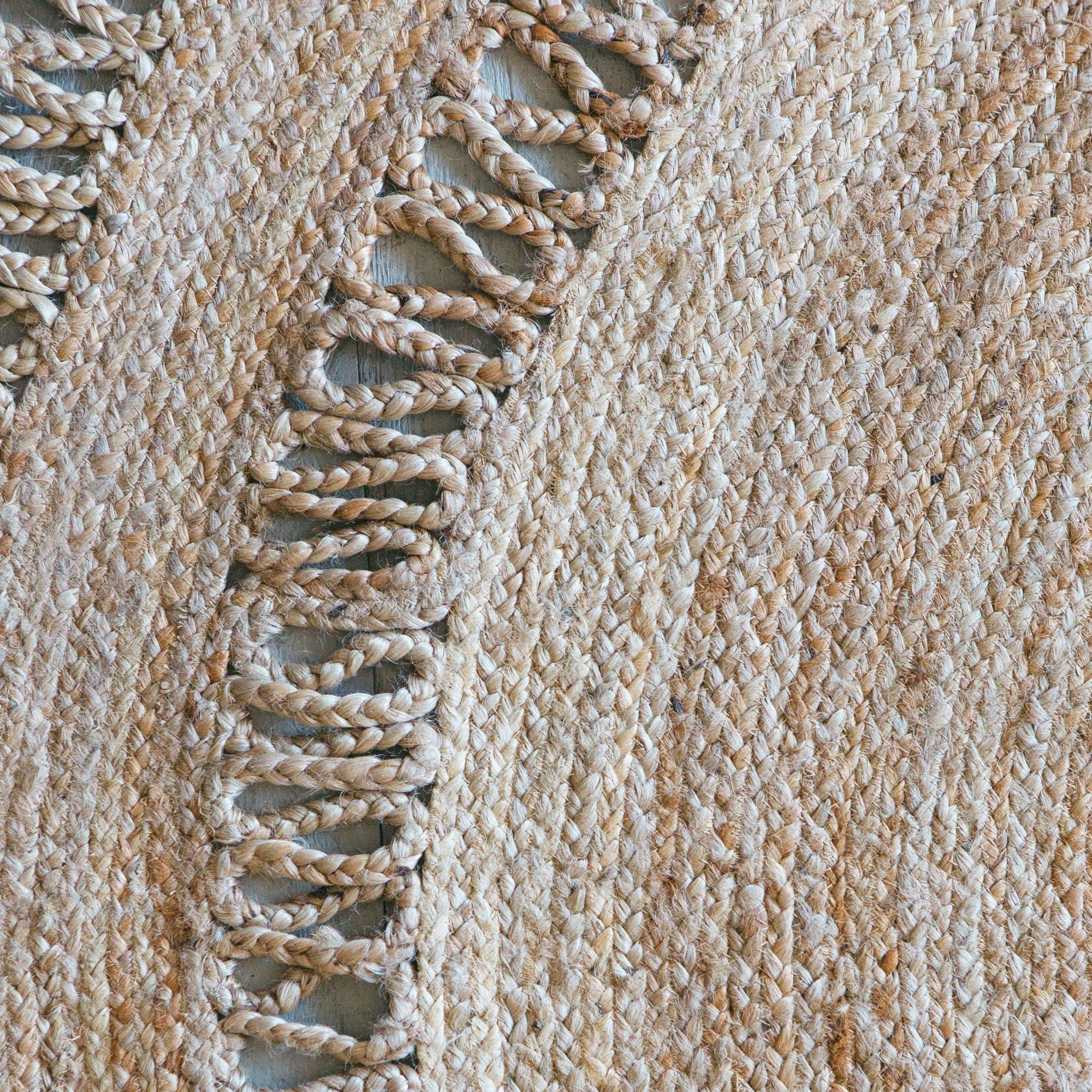 AIESY®  Jute Flower All Over Natural Beautiful Handwoven Rug