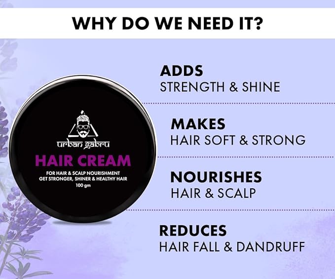 Urban Gabru Hair Growth Cream with Coconut, Aloe Vera Protein for Hair Growth and Scalp Nourishment 100gm