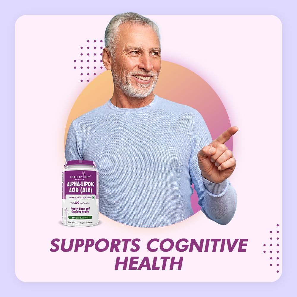 HealthyHey Alpha Lipoic Acid - ALA- Pack of 60 Veg. Capsules - Gluten Free & Non-GMO, 133 grams