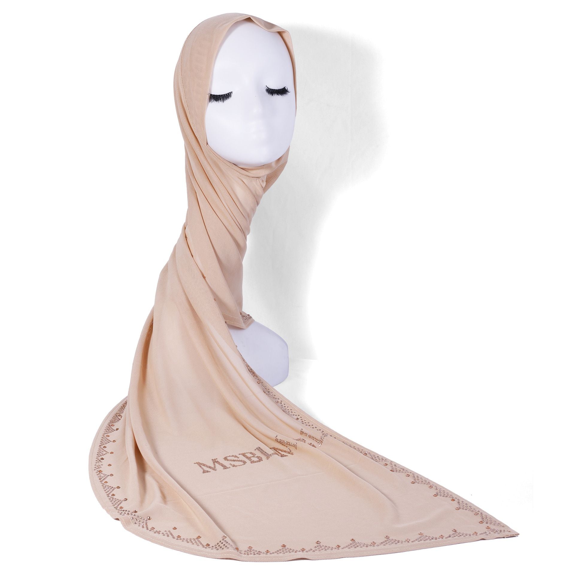 Rhinestone Chiffon Instant Hijab Scarf for Women