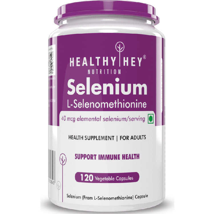 HealthyHey Selenium Capsules, 40mcg, Non-GMO & Superior Absorption - 120 Vegetarian Capsules